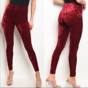 Red/Burgundy Velvet Leggings